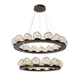 Luna Tiered Chandelier - Flat Bronze / Amber Geo