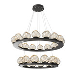 Luna Tiered Chandelier - Graphite / Amber Geo