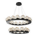 Luna Tiered Chandelier - Matte Black / Amber Floret