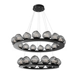 Luna Tiered Chandelier - Matte Black / Smoke Floret