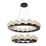 Luna Tiered Chandelier - Matte Black / Amber Geo