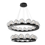 Luna Tiered Chandelier - Matte Black / Clear Geo