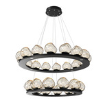 Luna Tiered Chandelier - Matte Black / Amber Zircon