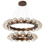 Luna Tiered Radial Ring Chandelier - Burnished Bronze / Amber Floret