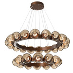 Luna Tiered Radial Ring Chandelier - Burnished Bronze / Bronze Floret