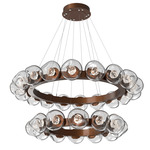 Luna Tiered Radial Ring Chandelier - Burnished Bronze / Clear Floret