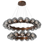 Luna Tiered Radial Ring Chandelier - Burnished Bronze / Smoke Floret