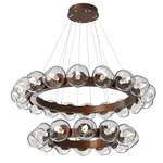 Luna Tiered Radial Ring Chandelier - Burnished Bronze / Clear Geo