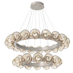 Luna Tiered Radial Ring Chandelier - Beige Silver / Amber Floret