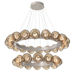 Luna Tiered Radial Ring Chandelier - Beige Silver / Bronze Floret