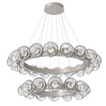 Luna Tiered Radial Ring Chandelier - Beige Silver / Clear Floret