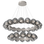 Luna Tiered Radial Ring Chandelier - Beige Silver / Smoke Floret