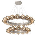 Luna Tiered Radial Ring Chandelier - Beige Silver / Bronze Geo