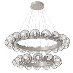 Luna Tiered Radial Ring Chandelier - Beige Silver / Clear Geo