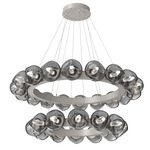 Luna Tiered Radial Ring Chandelier - Beige Silver / Smoke Geo