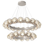 Luna Tiered Radial Ring Chandelier - Beige Silver / Amber Zircon