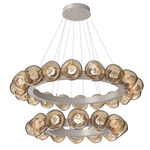 Luna Tiered Radial Ring Chandelier - Beige Silver / Bronze Zircon