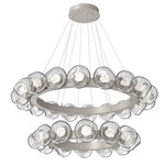 Luna Tiered Radial Ring Chandelier - Beige Silver / Clear Zircon