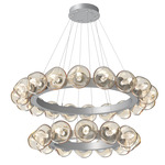 Luna Tiered Radial Ring Chandelier - Classic Silver / Amber Geo