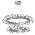 Luna Tiered Radial Ring Chandelier - Classic Silver / Clear Geo