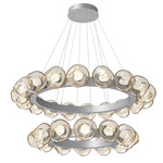 Luna Tiered Radial Ring Chandelier - Classic Silver / Amber Zircon