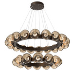 Luna Tiered Radial Ring Chandelier - Flat Bronze / Bronze Floret