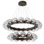 Luna Tiered Radial Ring Chandelier - Flat Bronze / Clear Floret