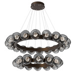 Luna Tiered Radial Ring Chandelier - Flat Bronze / Smoke Floret