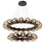 Luna Tiered Radial Ring Chandelier - Flat Bronze / Bronze Geo