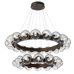 Luna Tiered Radial Ring Chandelier - Flat Bronze / Clear Geo