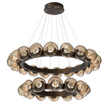 Luna Tiered Radial Ring Chandelier - Flat Bronze / Bronze Zircon