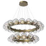Luna Tiered Radial Ring Chandelier - Gilded Brass / Clear Floret