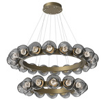 Luna Tiered Radial Ring Chandelier - Gilded Brass / Smoke Floret