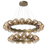Luna Tiered Radial Ring Chandelier - Gilded Brass / Bronze Geo