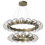 Luna Tiered Radial Ring Chandelier - Gilded Brass / Clear Geo