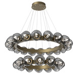 Luna Tiered Radial Ring Chandelier - Gilded Brass / Smoke Geo