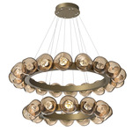 Luna Tiered Radial Ring Chandelier - Gilded Brass / Bronze Zircon