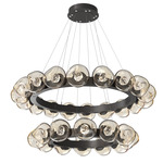 Luna Tiered Radial Ring Chandelier - Graphite / Amber Floret