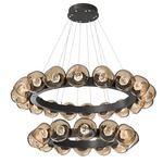 Luna Tiered Radial Ring Chandelier - Graphite / Bronze Floret