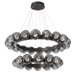 Luna Tiered Radial Ring Chandelier - Graphite / Smoke Floret