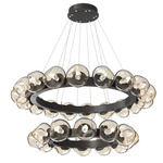 Luna Tiered Radial Ring Chandelier - Graphite / Amber Geo