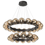 Luna Tiered Radial Ring Chandelier - Graphite / Bronze Geo