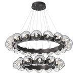 Luna Tiered Radial Ring Chandelier - Graphite / Clear Geo