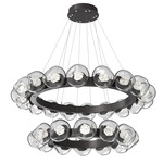 Luna Tiered Radial Ring Chandelier - Graphite / Clear Zircon