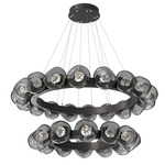 Luna Tiered Radial Ring Chandelier - Graphite / Smoke Zircon