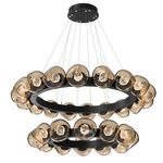 Luna Tiered Radial Ring Chandelier - Matte Black / Bronze Floret