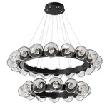 Luna Tiered Radial Ring Chandelier - Matte Black / Clear Floret