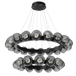 Luna Tiered Radial Ring Chandelier - Matte Black / Smoke Zircon