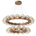 Luna Tiered Radial Ring Chandelier - Novel Brass / Amber Floret