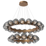 Luna Tiered Radial Ring Chandelier - Novel Brass / Smoke Floret